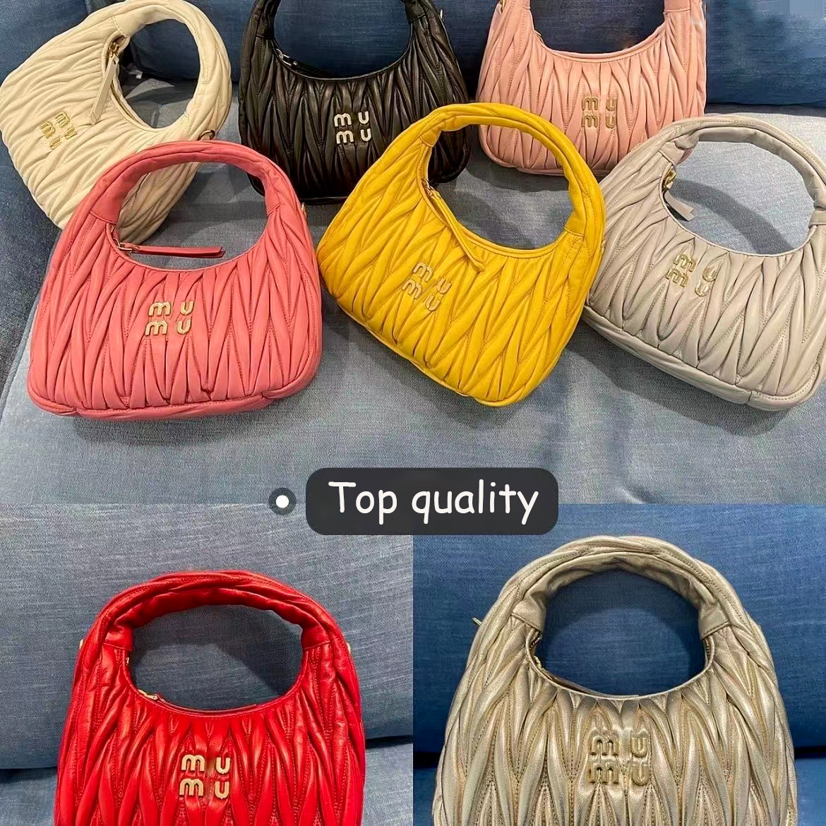 

Miu Soft sheep leather Hobo Underarm bag Genuine Leather Classic Metal letter fittings Designer Miui tote Luxury Women's clutch mens Crossbody bags pochette handbag, Red