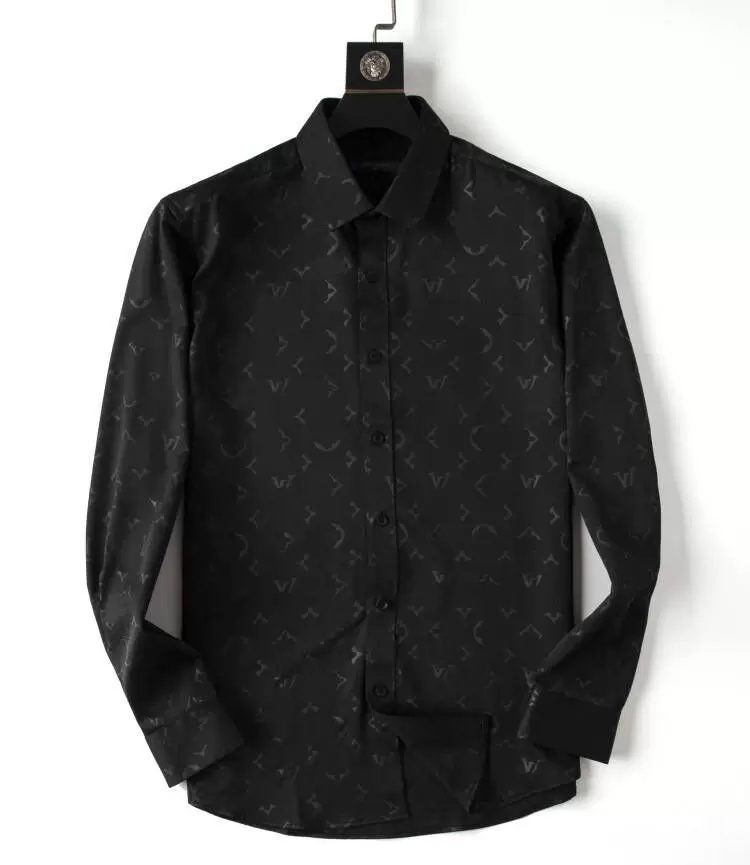 

2021 luxury designer men's shirts fashion casual business social and cocktail shirt brand Spring Autumn slimming the most fashionable clothing M-3XL#04, Black