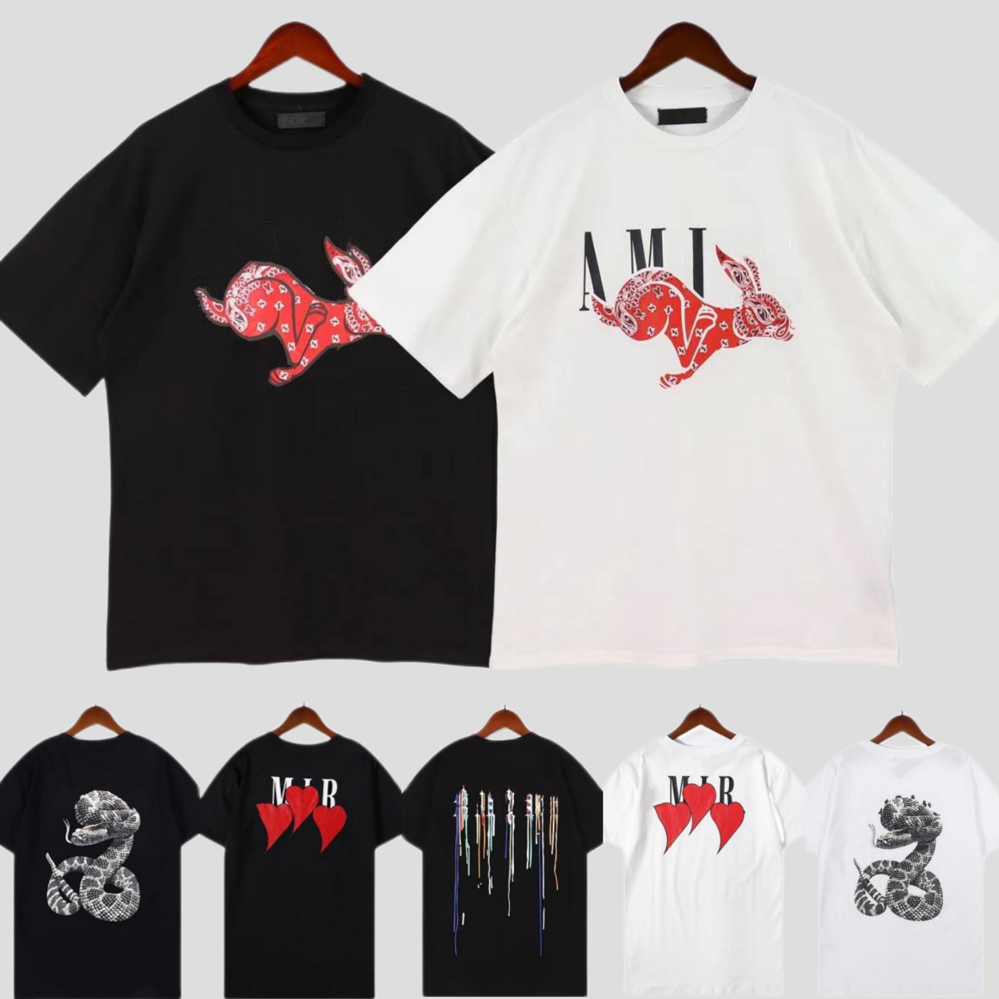 

Limited edition designer t shirt of 2023 rabbit year new couples tees street wear summer fashion shirt splash-ink letter print design couple short sleeves, No.13 ( 2 pieces 10% off )