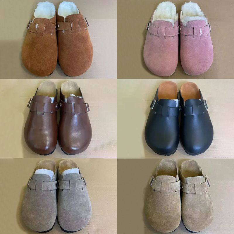 

Fashion Germany Sandals men women shoes Boston Shearling Suede Clogs Soft Footbed Leather Slippers Loafers Arizona Tow-strap Sandal pink black mink womens shoe, 01 pink