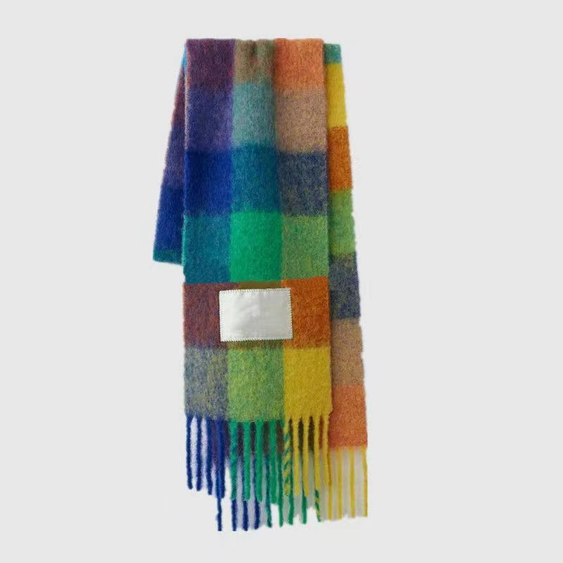 

Scarves Women Sacrf Cashmere Winter Scarf Scarves Blanket Type Colour Chequered Tassel with logo