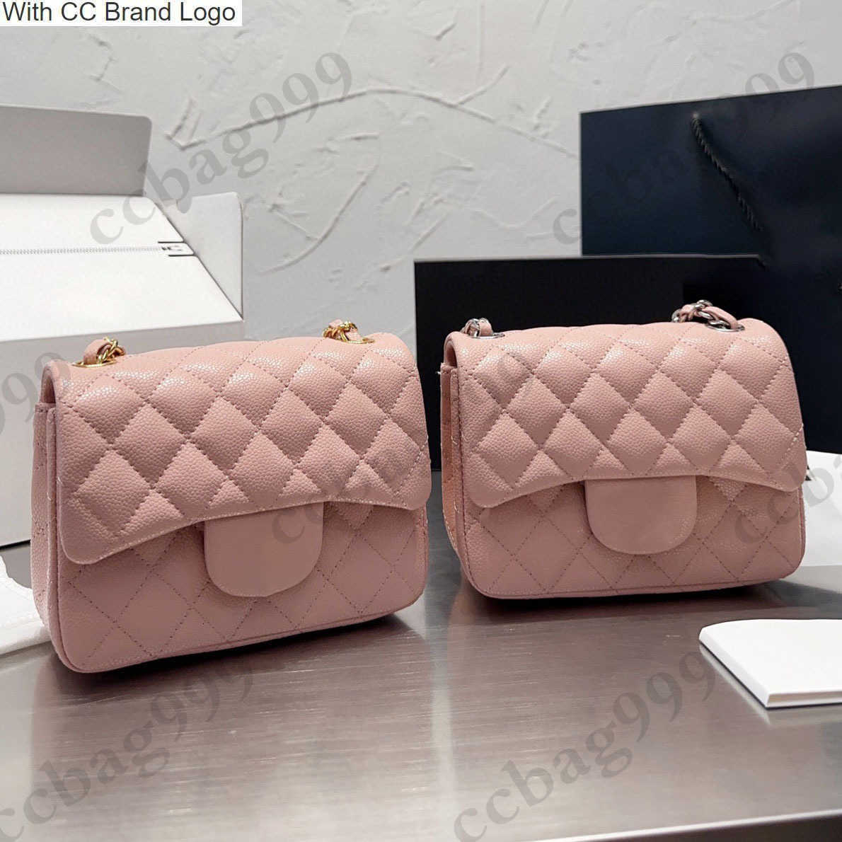 

CC Shoulder Bags Womens Classic Mini Caviar Flap Quilted Bags Vintage Calfskin Gold/Silver Metal Hardware Chain Crossbody Purses Designer Luxury Handbags Should, Box