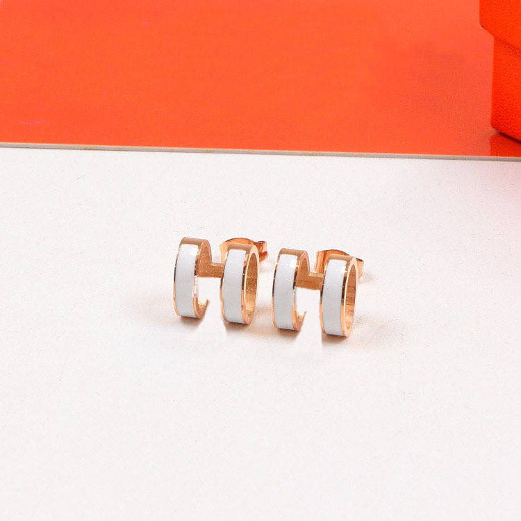 

925 sterling silver jewelry pearl studs lover earring designer earings enamelled stereo letter H studs earrings stud moissanite channel luxurious women wedding