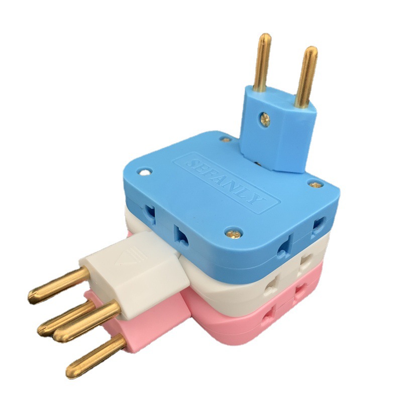 EU Plug 3 AC Outlet Power Strip Extension Electrical Adapter Multiprise 1 Convert 3 Electrical Socket 180° Rotating Adaptor-image-843849438