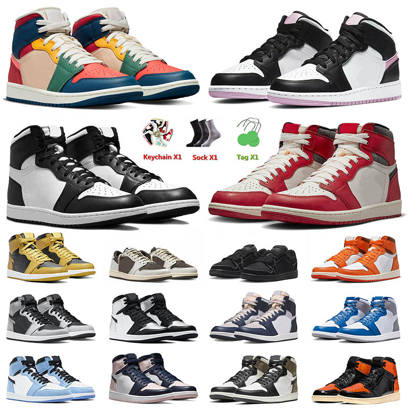 

2023 Arrival Mens Basketball Shoes 1 1s High OG Black White 85 Lost And Found Mid Multi-Color Starfish Travis Scot. Unc Men Wom jord OG air shoe, 30