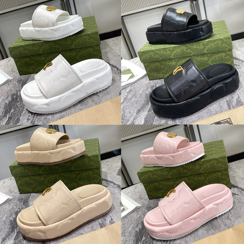

Designer Sandals Luxury Flat Bottom Slippers Embroidered Braided Jelly Leather Men Women Thick Bottom High Heels Shoe 35-45