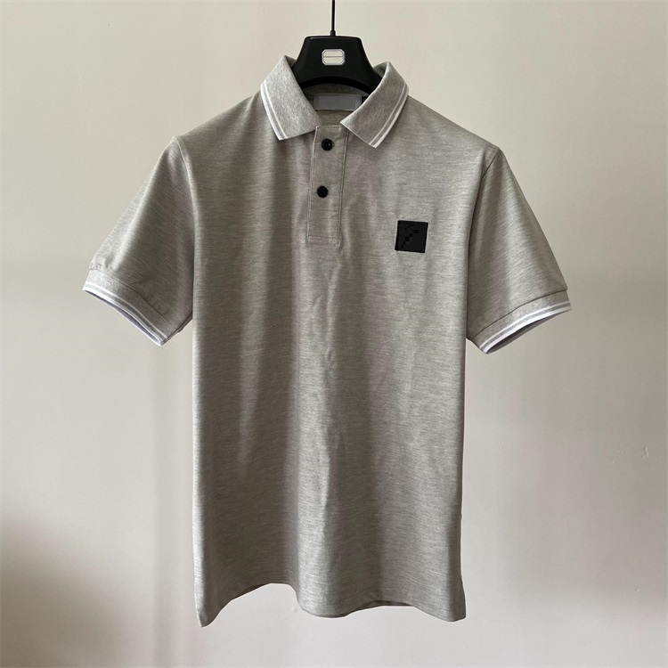 Letter embroidery patch logo polos casual cotton men t-shirts male turndown collar tees size M-XXXL black white grey SI-image-843870000