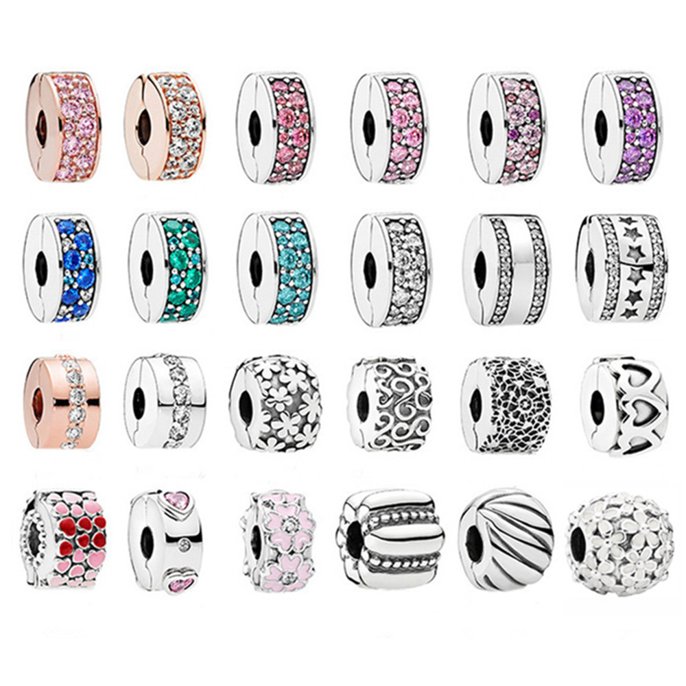 925 livres argent nouvelle mode charme perles en argent Pandora, boucle de positionnement, compatible avec le bracelet original, perles pour femm