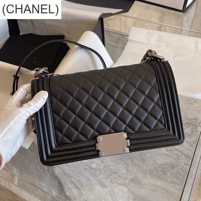 

CC Bag Shoulder Bags Womens Designer Classic Boy Caviar Leather Bags Gold/Silver Metal Hardware Strap Crossbody Shoulder Calfskin Purse Outd, Box