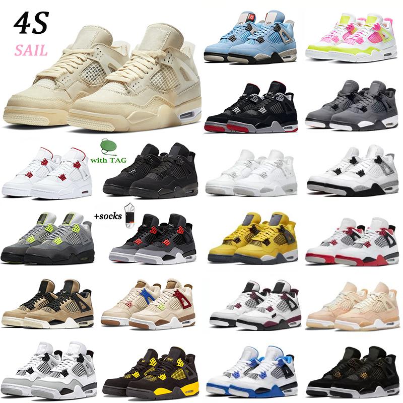 

University Blue Jumpman 4 4s Basketball Shoes Men Sail White Guava Ice Oreo Sail Noir Metallic Purple Black Cat Bred Shimmer Cactus Jack Women Tainer Sports Trainers, 17