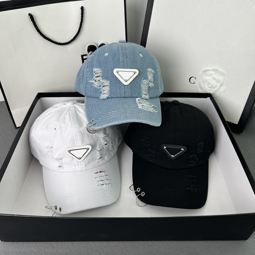 

Couples Summer Holiday Designer Ball Caps Washed Triangle Letter casquette, Blue