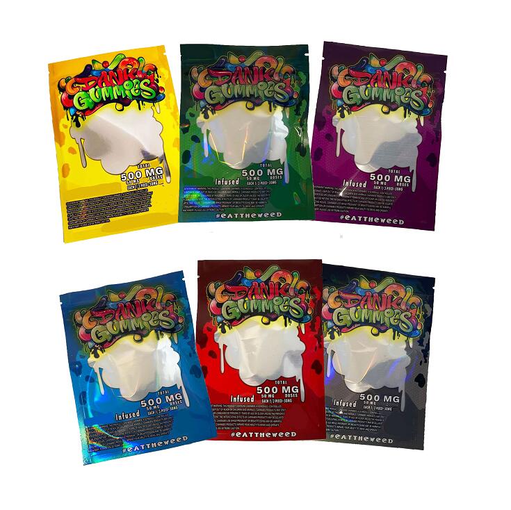 

Empty dank gummies Edieles packaging bags smell proof mylar package infused errlli gummy LOL Edibles Packaging mylar bags