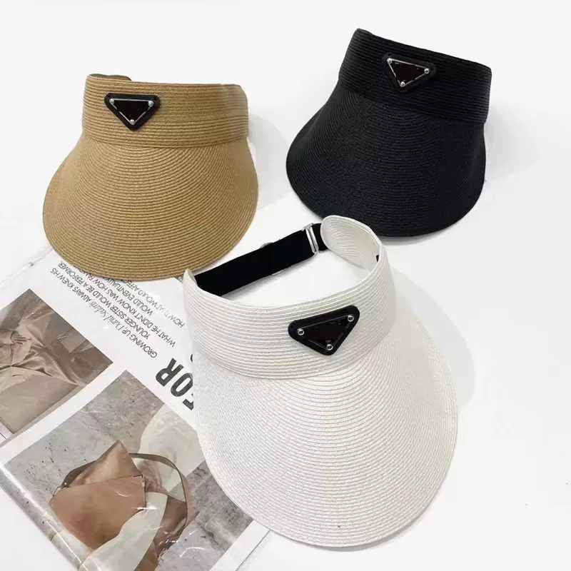 

2022 Designer empty visor Straw Hat luxury gentleman Cap top quality men women sun Hats, Black