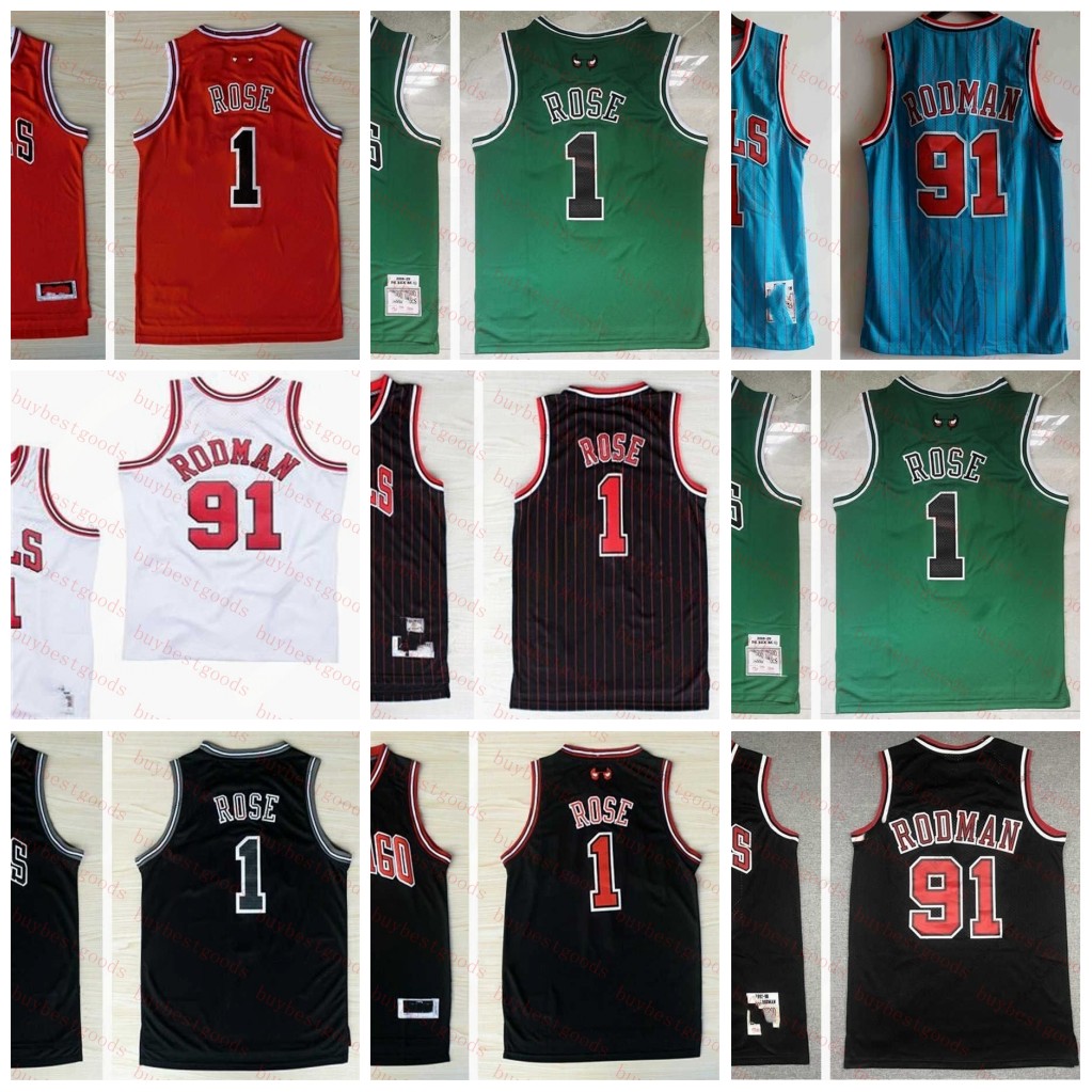 

Basketball Jerseys Vintage Retro Mitchell and Ness Basketball Jerseys 1 Derrick Rose 08-09 91 Dennis Rodman 95-9 Stitched