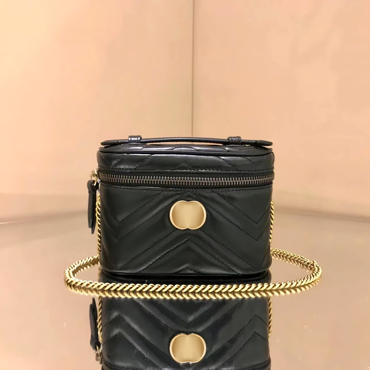 

fashion Marmont toiletry bag cosmetic bags crossbody handbag women's Luxury Designers Shoulder straps Genuine leather Mini make up clutch men Metal logo makeup tote