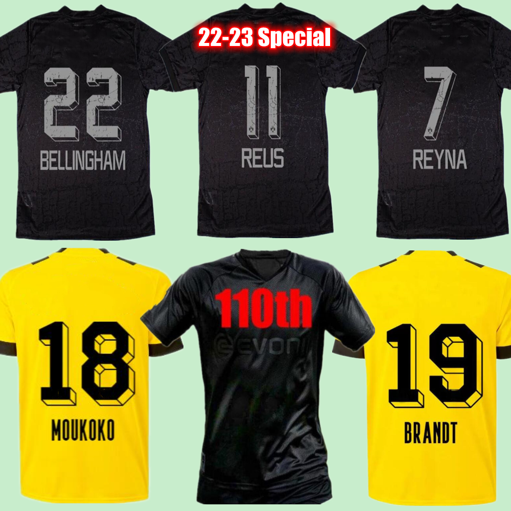 

REUS BELLINGHAM Blackout soccer jerseys 22 23 HALLER ADEYEMI 2022 2023 football top shirt BRANDT DORTMUND REYNA men kids kit special all black, 2023 away