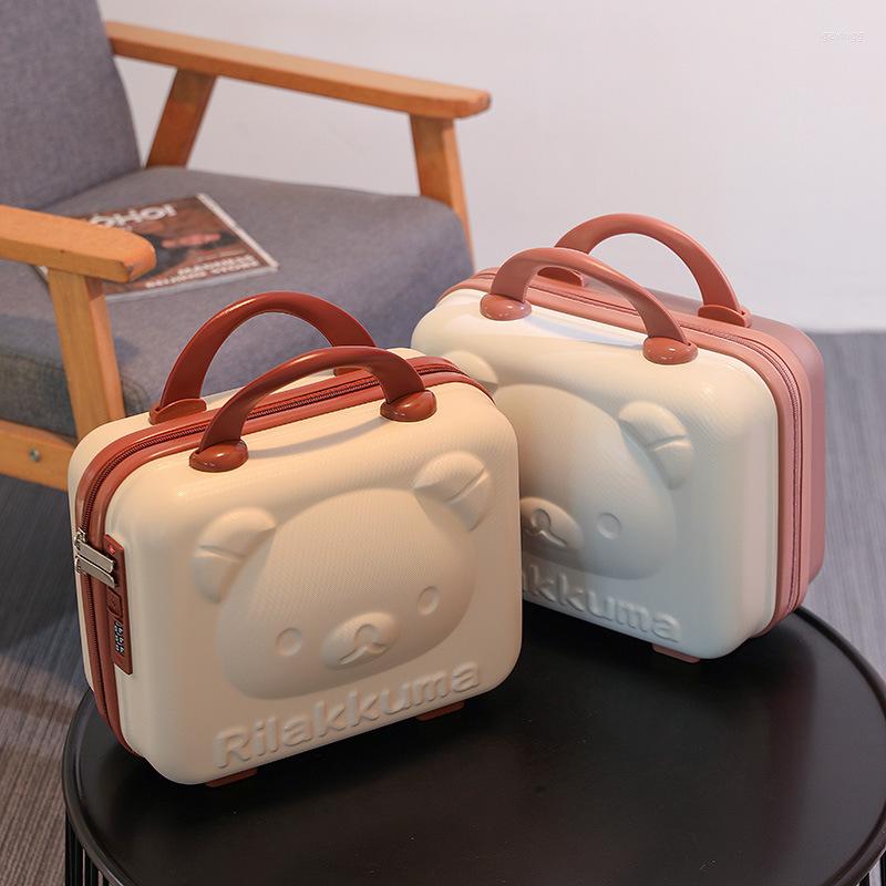 

Bags Duffel Cartoon 14-inch Mini Gift Box Cosmetic Case Password Lock Small Portable Storage Bag, Dark green