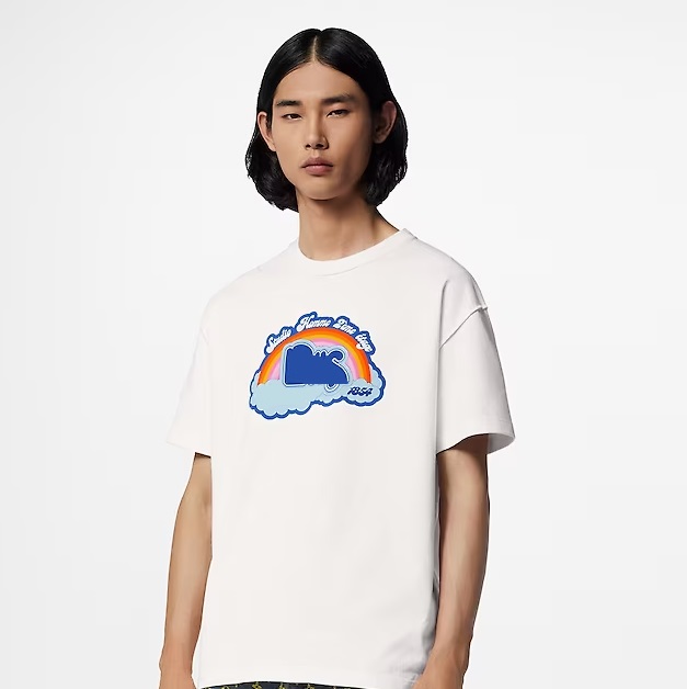 

2023 Designers France Paris Rainbow Printed Men' T-Shirts Luxury Fashion Women Cotton Tshirt Summer Spring High Street Short Sleeve T-Shirts, White