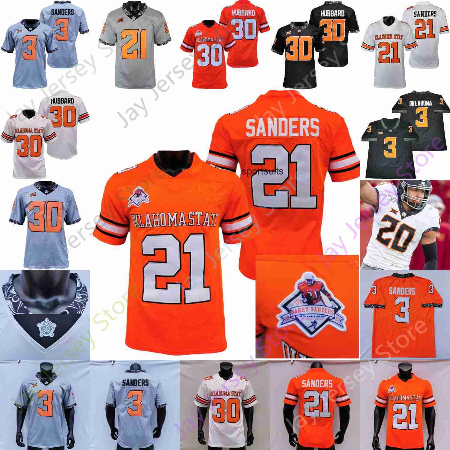 

Oklahoma State OSU Football Jersey NCAA College Spencer Sanders Chuba Hubbard Braydon Johnson Paul Dominic Richardson Daniels Cobb Presley, Orange with patch