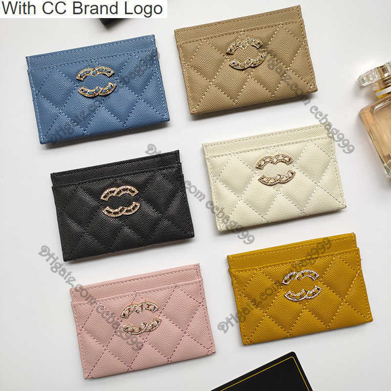

CC Wallets Luxury Mini 19 Caviar Designer Wallets Card Holder Shiny Pearly Grained Calfskin Quilted Classic Card Pack Gold Meat Hardware Purse Exquisite Coin Pu, Blue