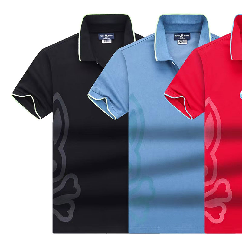 

Summer Brand Mens Casual Polo Shirts Mental Rabbit Print Men Short Sleeve T Shirt Fashion Rabbit Slim Solid Color 4 Colors -3XL, Customize