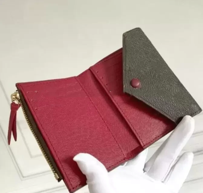 

624s Wallets Luxury bags Designer bag coin purse Women Short Wallet Woman Purse Original Box Card Holder Ladies Handbag Checked Flower, Brown flower-red inside
