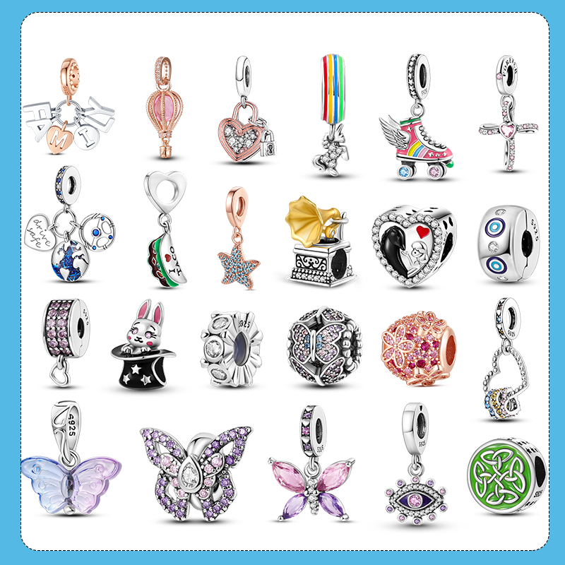 925 Pounds Silver New Fashion Charm Ladybug Beads and Silver Clover of Pandora Bracelet, 925 Pendant Dream Catcher