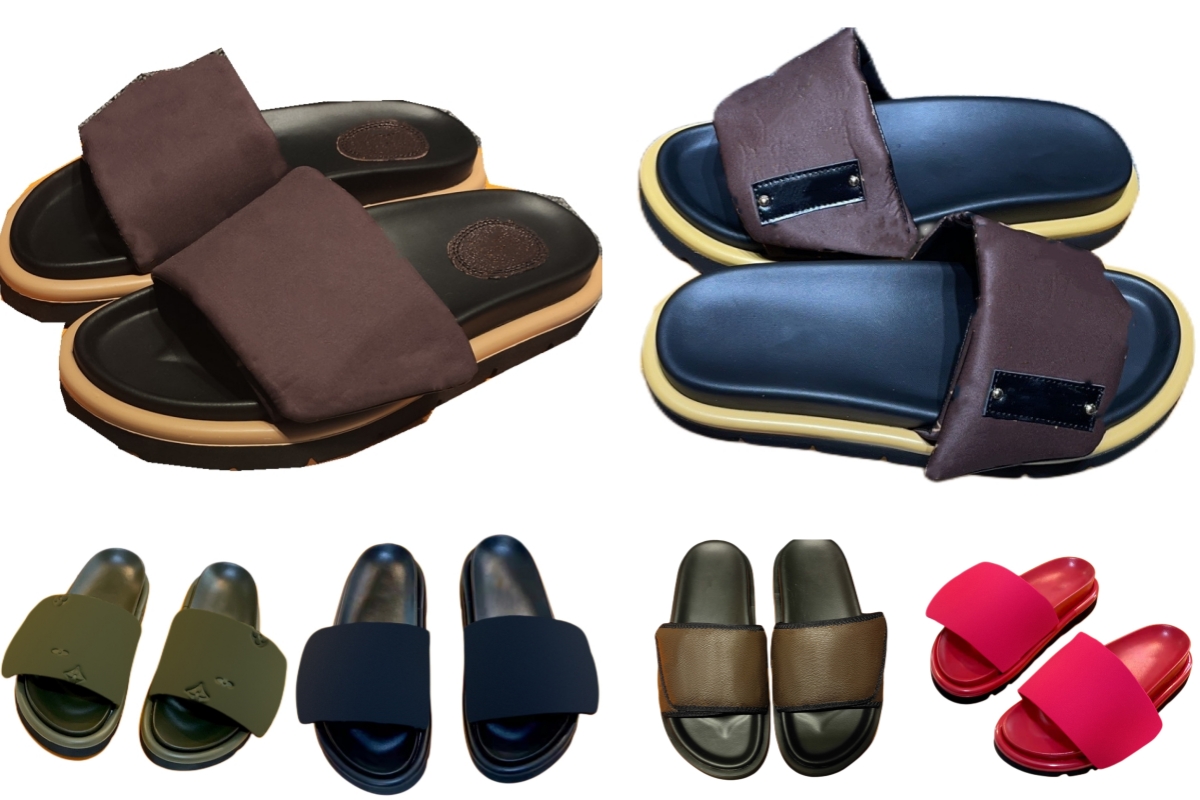 

Designer Women Pillow Slippers Summer Beach Men Brown Elegant Super Light Sliders White Platform brown Sandal Thick Bottom Couple Models with Box dustbag Size35-46