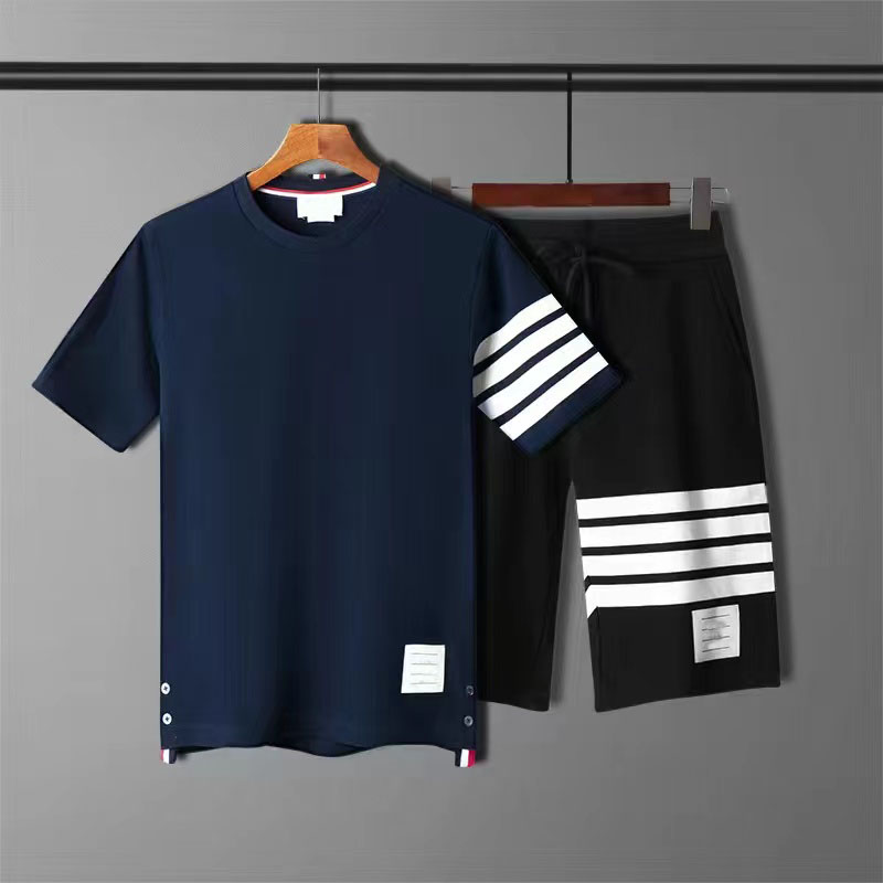 

Men T-shirts Pure Brown Large Size M-5xl 6xl Thom Cotton Loopback Jersey Knit Engineered Summer Wear Stripe Sweatshirt Crewneck Pullover A16, 11