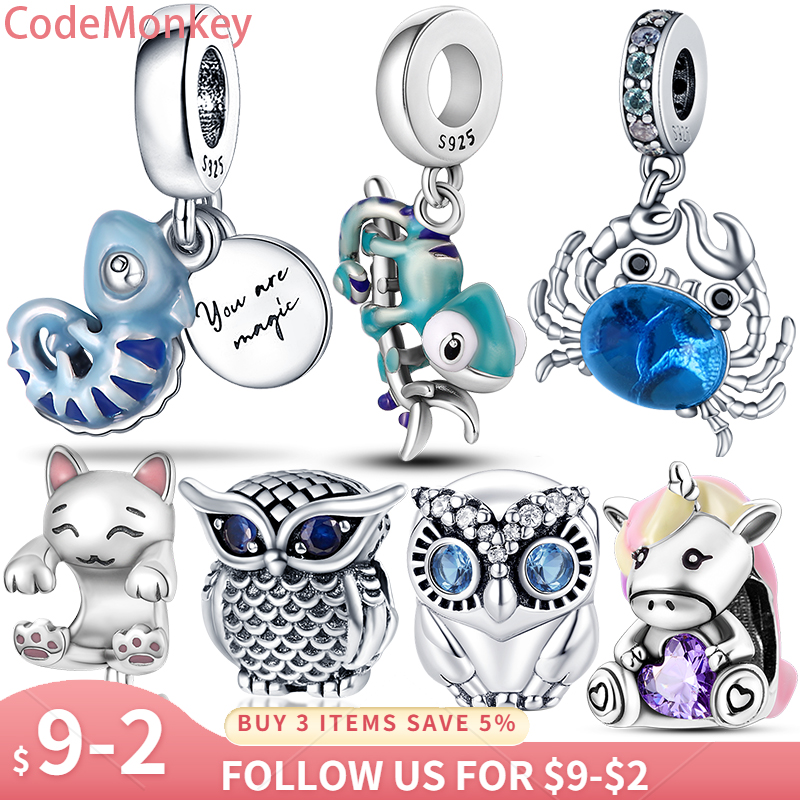 925 Sterling Silver New Fashion Charm 925 Chameleon and Ocean Series Sterling Silver, Compatible with Original Pandora 925, Bracelet, Bead Set, J-image-843773710