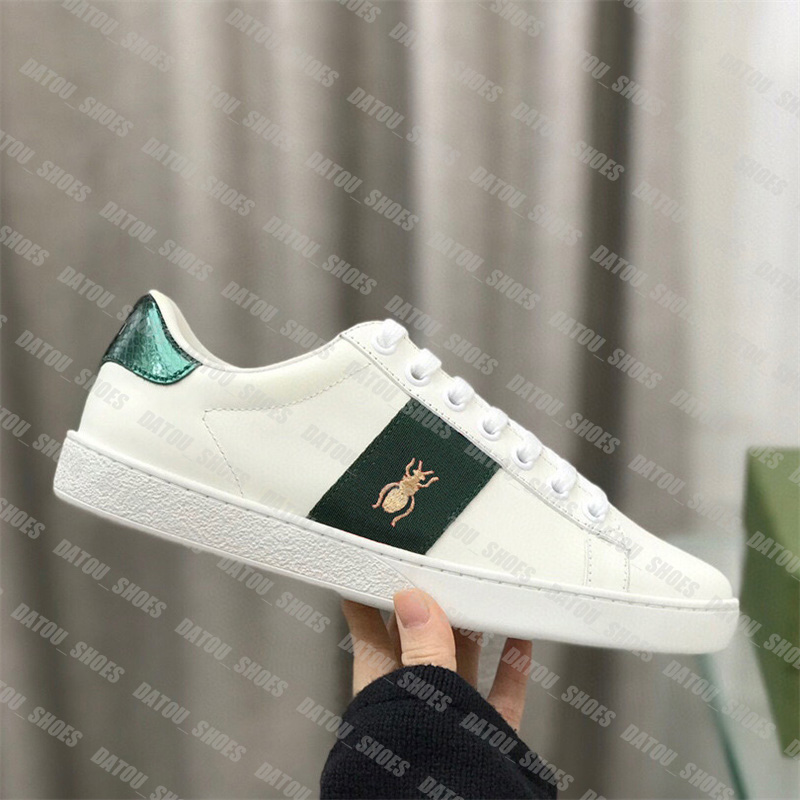 

Mens Women Bee Embroidery Casual Shoes Designer White Sneakers Luxury Woman Fashion Trainers Star Green Webbing Sneaker Man Shoes, G1