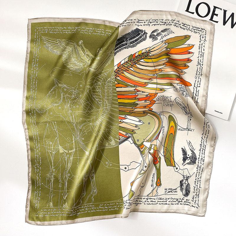 

Scarves Real Silk Horse Print Square Scarf Women Small Neckerchief Female Hair Hand Bag Wrist Foualrd Bandana