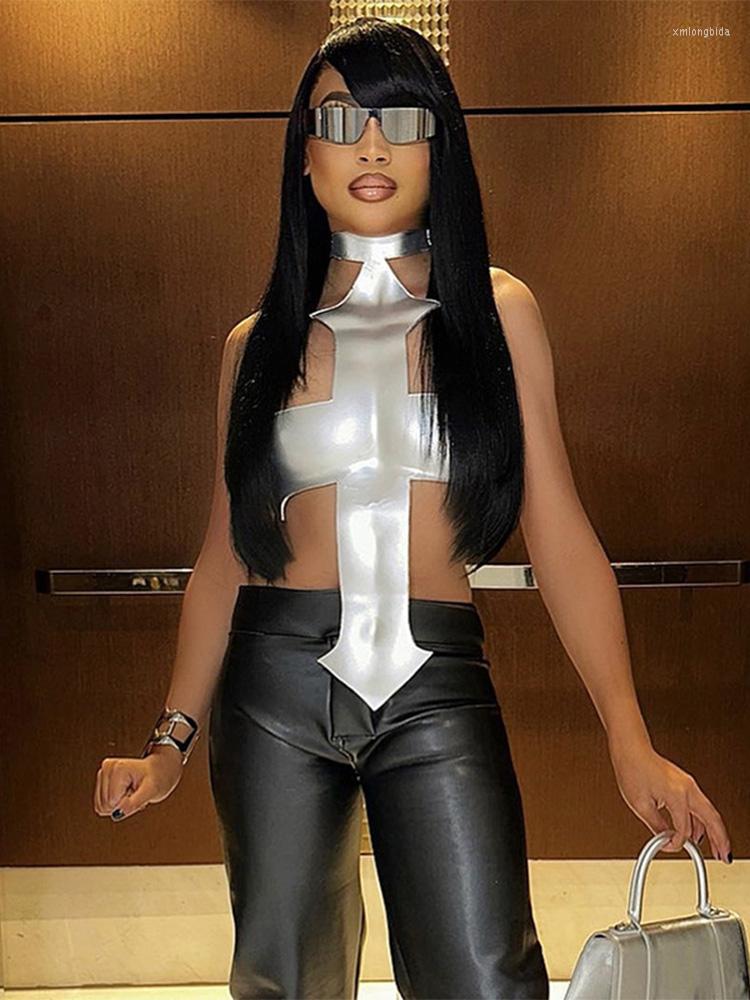 

Women' Tanks Women Sexy Streetwear Party Club Halter Tank Tops 2023 Summer Clothes Wholesale Items For Business, Silver