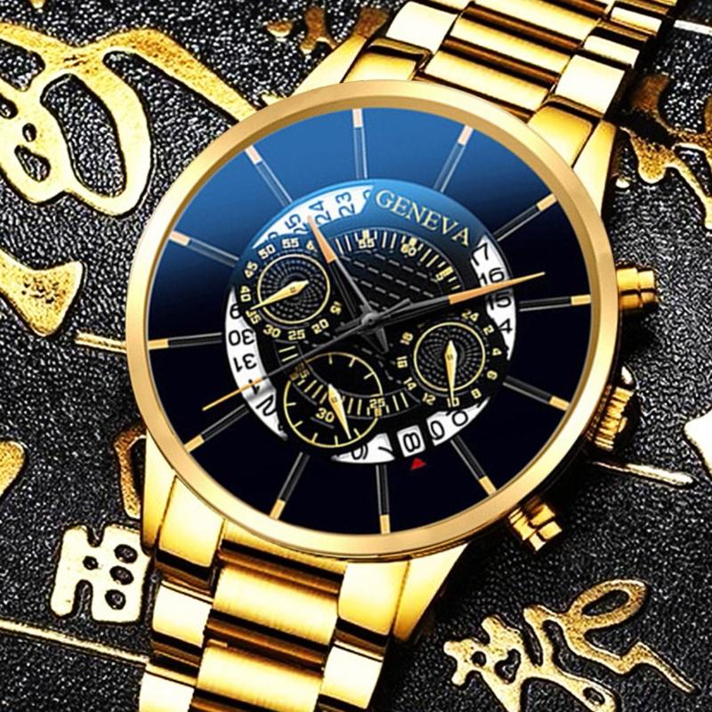 

Wristwatches High-end Cool Unique Digital Watch Literal Multi Layer Dial Men Quartz Stainless Steel Belt Business RelojWristwatches, Brown