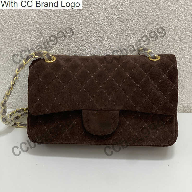 

CC Cross Body Dark Brown Suede Double Flap Bag Nubuck Leather Coffee Quilted Diamond Designer Bags Cross Body Gold Hardware Chain Shoulder Clutch Bag Coin Purse, Box