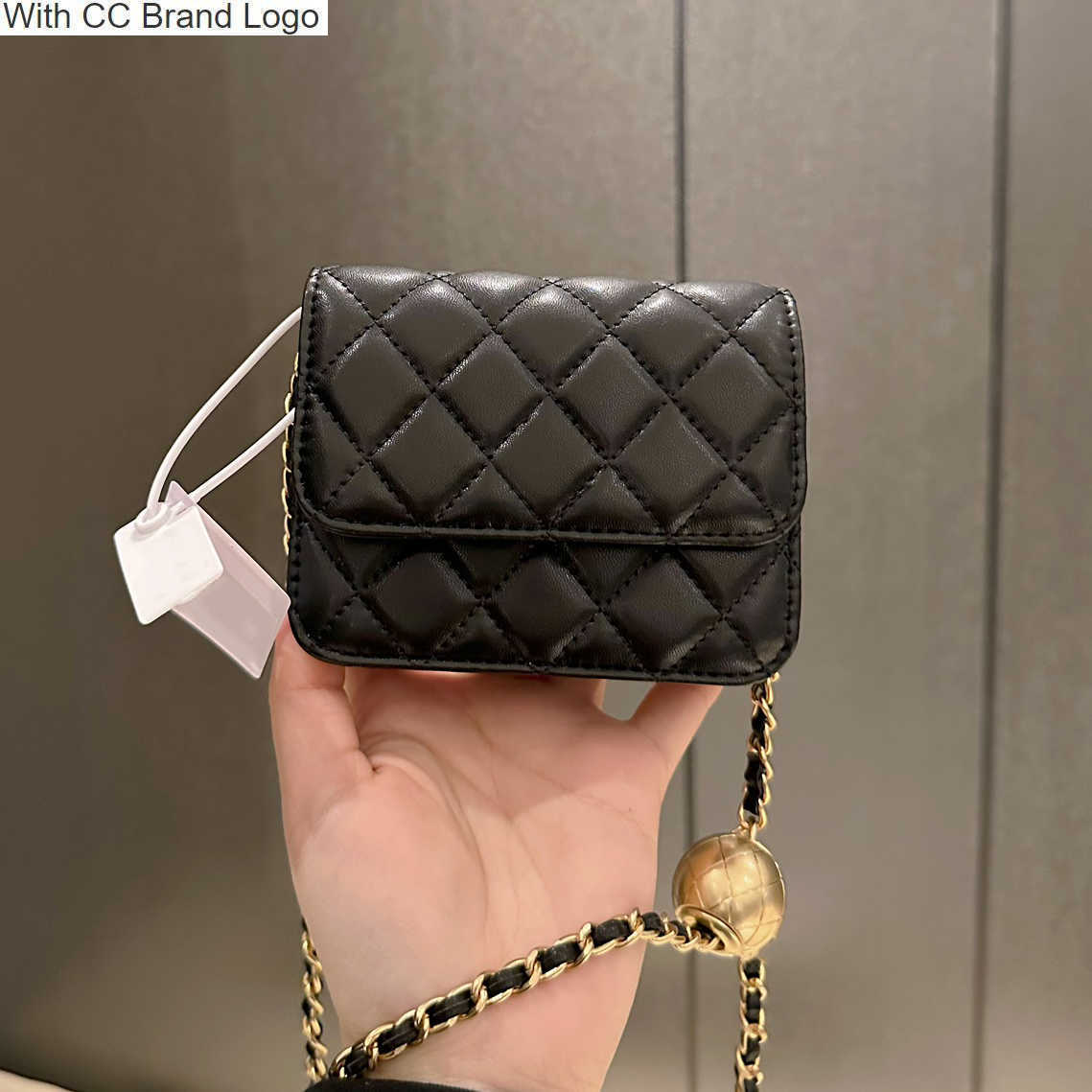 

CC Cross Body Womens Mini Lambskin Lipstick Messenger Bags Brush Ball Gold Classic Quilted Hardware Chain Cross Body Shoulder Designer Luxury Handbags Coins Wal, Black