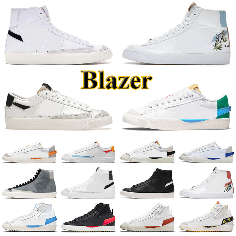 

Men OG Blazer Mid 77 Vintage Blazers Jumbo Women Athletic Casual Shoes Sketch White Black White Indigo Catechu Mens Trainers Designer Platform Sneakers, Black green