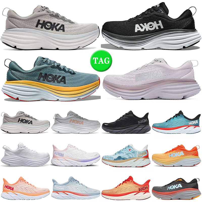 

hoka bondi 8 running shoes men women hokas Black White Summer Song Shark Grey Goblin Blue Harbor Mist Real Teal Ice Flow mens trainers walking sneakers classic, #21