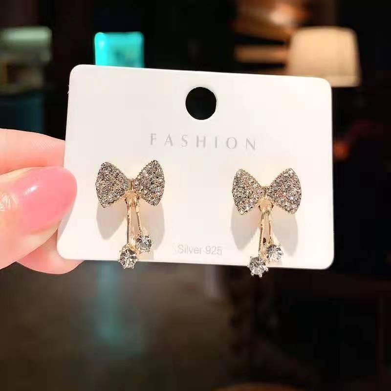 

Korea East Gate Charm Super Fairy Personalized Flash Diamond Bowknot Earrings Small Fresh Delicate Sweet Girl Earrings