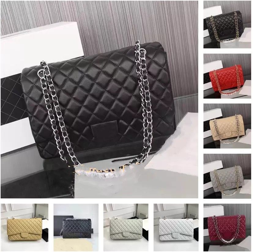 

2023 7A Classic 1119 CC double CD bag luxury brand design pack shoulder chain giant maxi women sale shopping bag leather handbags retro messeng high capacity of gold an, Caviar silver chain