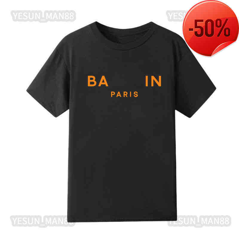 

Digner Summer Port Fashion Balman Classic Short Sleeves Paris Letter Printed T Shirt Mens And Womens Couples Loose High Street Teestrapstar t shirt vlone2