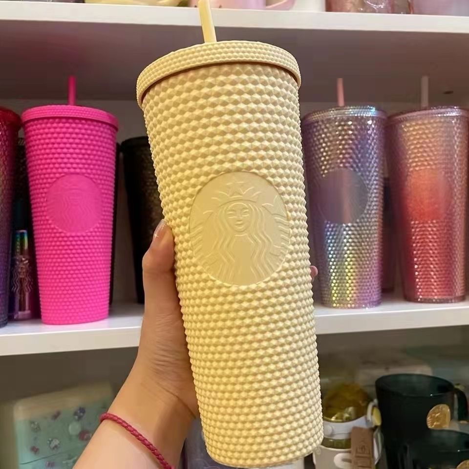 

Personalized Starbucks Mugs Rainbow Glitter Rainbow Cold Cup Tumbler Coffee mug with straw and lid durable Mark insulated coffee mugs Flat Cups, Beige