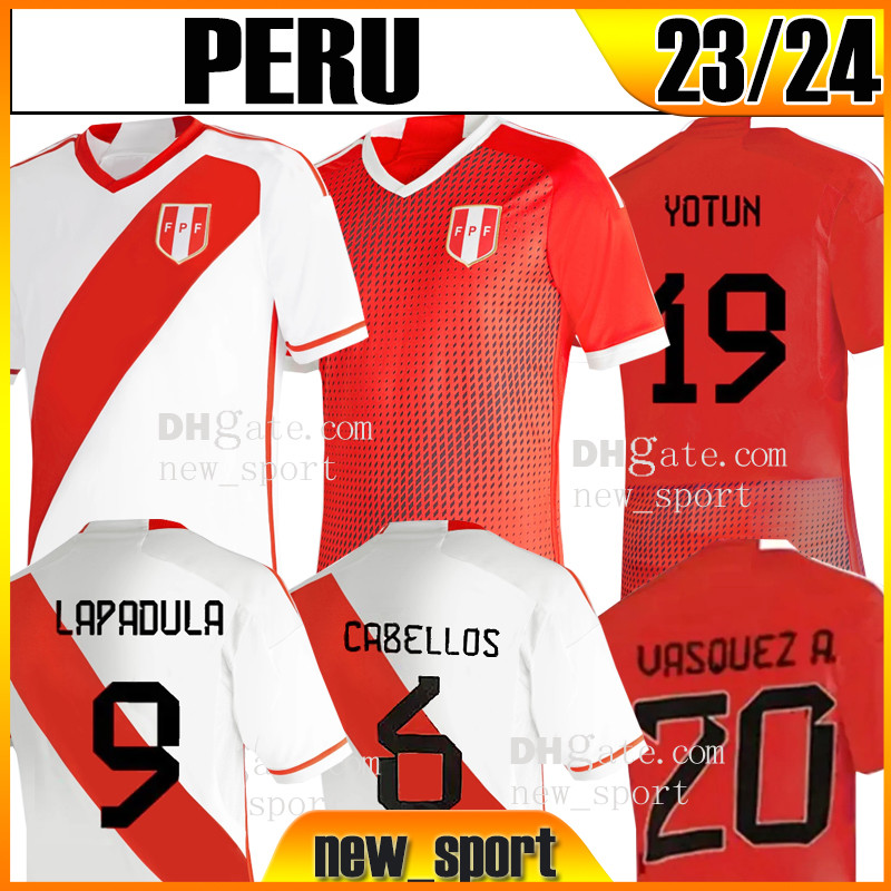 

2023 Peru LAPADULA Soccer Jerseys CARTAGENA LUIS LBERICO PINEAU VALERA AQUINO 23 24 Home Away #9 YOTUN #10 CUEVAS national team Men Size -XXL Football Shirt Top