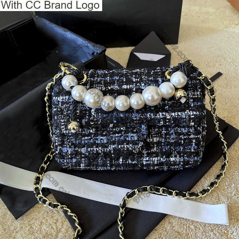 

CC Cross Body 23SS Pearl Woollen Handle Designer Bag Pink Black Gold Hardware Luxury Quilted Totes Bags Shoulder Crossbody Flap Tweed Check Plaid Tartan Matelas