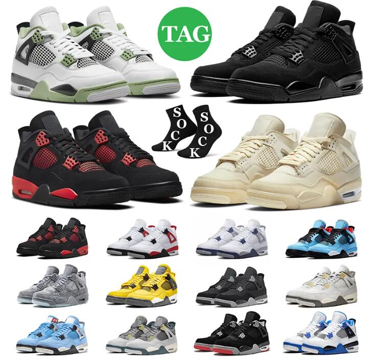 

2023 OG OG Jumpman 4s 4 Basketball shoes University blue white oero shimmer Black Cat Lightning union noir Fire red bred Pure Money metallic purple, Customize