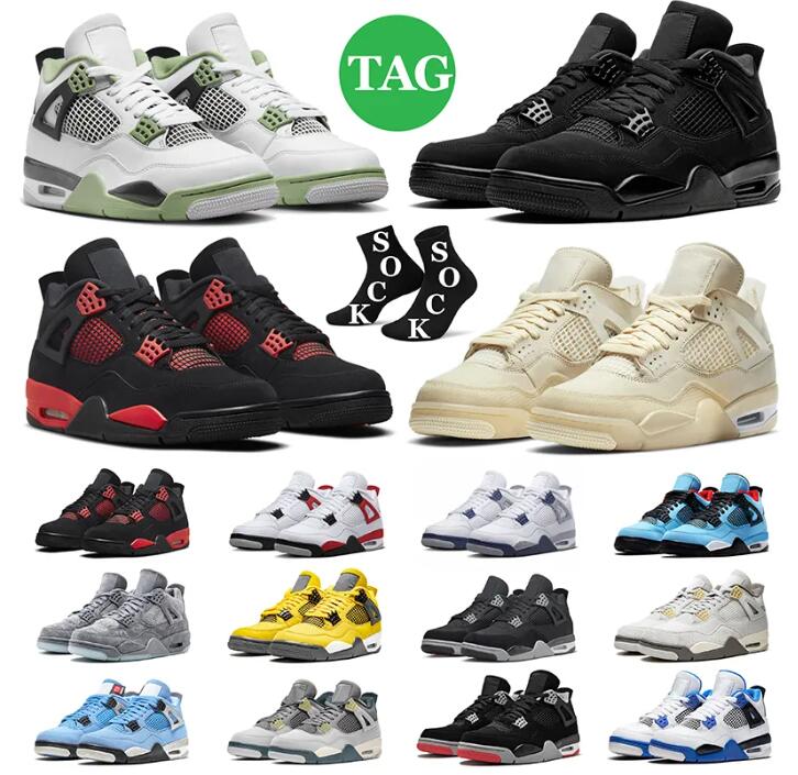 

Og Jumpman 4s 4 Basketball Shoes University Blue White Oero Shimmer Black Cat Lightning Union Noir Fire Red Bred Pure Money Metallic Purple Green Men Women Sneakers, 18