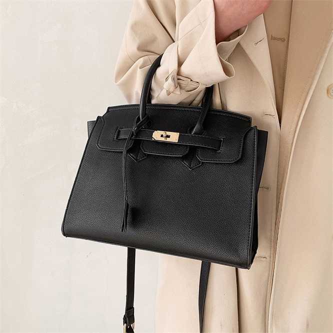 

Herms Birkin Bags Bag female autumn winter bag lychee pattern single shoulder messenger buckle womens hand, Khaki3