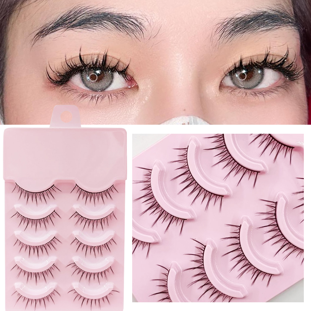 

5 Pairs Manga Lashes Natural Fluffy Cat Eye False Eyelashes Fox Eye Lash Extensions