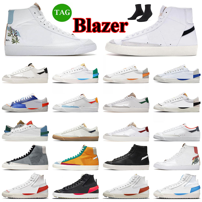 

Blazers Mid 77 Low Jumbo Running Shoes High Vintage White Black White Indigo Racer Blue Pine Green Dark Russet Multi Suede Athletic Trainers Sneakers 36-45, High white indigo