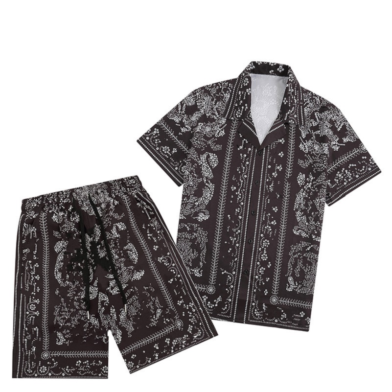 

2023 Men's Tracksuits Floral Shirt Hawaiian Suit Casual Buttons Beach Sportswear Full Body Print Tropical Resort Beachwear Short Sleeve 2 Piece Shorts, 01